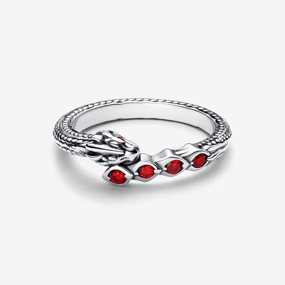 Women's Game of Thrones Dragon Sparkling Sterling Silver Ring Red Stones Glamour - Picture 1 of 5